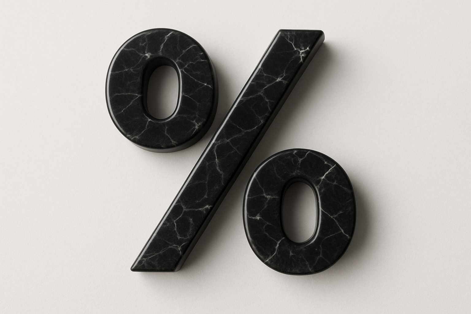 immagine della percentuale in marmo nero e lo sfondo bianco o grigio chiarissimo.