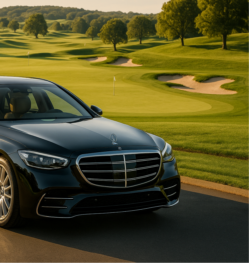 immagine di un classe s vicino a un campo da golf