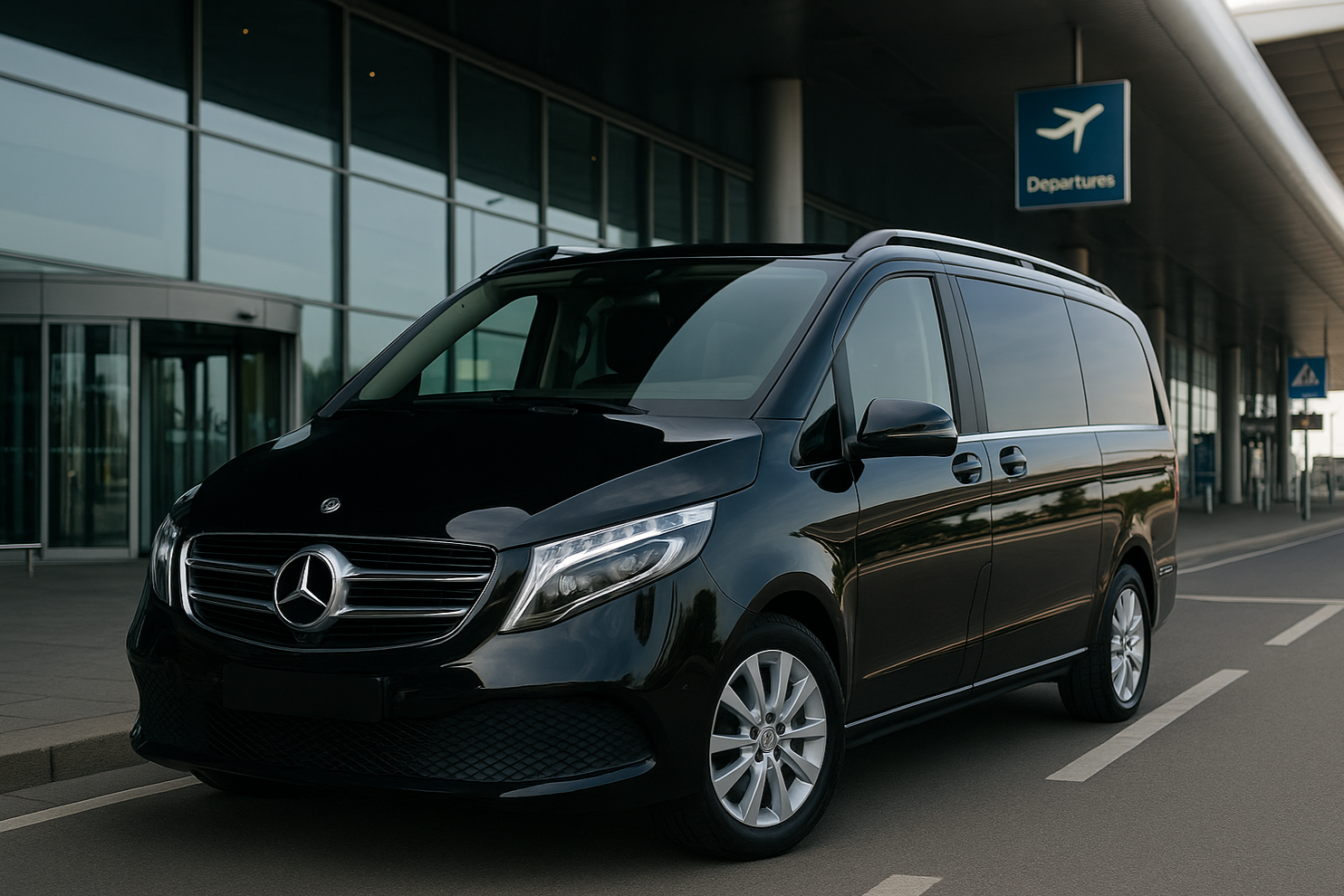Mercedes Classe V nero in aeroporto